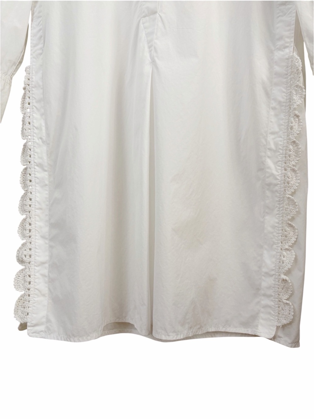 Isabel Marant | Popover White Long Sleeve Cotton Crochet Trim Shirt Dress - Picture 4 of 15